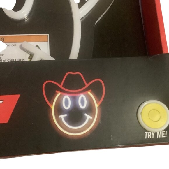 Smiling Neon Cowboy Smiley Light LED Lights USB Plug On/Off Switch 13" X 12” - Picture 4 of 8